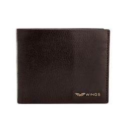 WINGS Męski portfel ze skóry naturalnej bydlęcej z odchylaną klapką Brown. Brązowe portfele męskie Wings, bez wzorów, z materiału. Za 82.90 zł.