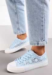 Niebieskie Trampki Przed Kostkę z Ażurową Cholewką Shiliarre. Niebieskie trampki i tenisówki damskie Renee, w ażurowe wzory, przed kostkę, bez zapięcia. Za 79.99 zł.