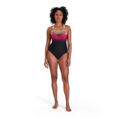 Strój Kąpielowy Speedo Digital Medalist – Czarny/Papaja/Magenta – Rozmiar 28. Czarne stroje kąpielowe damskie Speedo, bez wzorów. Za 1,075.33 zł.