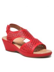 Clara Barson Sandały WSS20509-01 Czerwony. Czerwone sandały damskie Clara Barson, bez wzorów, ze skóry, bez obcasa, na koturnie, bez zapięcia. Za 119.99 zł.