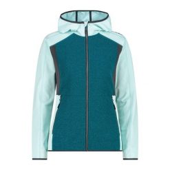 Damska polarowa kurtka z kapturem CMP. Niebieskie kurtki sportowe damskie CMP, xs, bez wzorów, z polaru, bez ramiączek, z kapturem, trekkingowe. Za 349.40 zł.