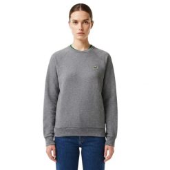 Bluza damska Lacoste SF7073. Szare bluzy damskie Lacoste, xs, bez wzorów, z bawełny, eleganckie, bez ramiączek, bez kaptura. Za 347.00 zł.