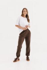 LEKKIE SPODNIE CELINE CZEKOLADOWE S - Flawless. Brązowe spodnie dresowe damskie Flawless, bez wzorów, z bawełny, klasyczne. Za 272.00 zł.