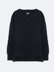 Sweter damski z ozdobnym splotem czarny Acidia 906. Czarne swetry nierozpinane damskie BIG STAR, na jesień, l, bez wzorów, z dzianiny, eleganckie, bez kołnierzyka, bez ramiączek. W wyprzedaży za 199.99 zł.