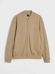 Bluza bomberka - beżowy. Brązowe kurtki męskie Sinsay, l, bez wzorów, bez kaptura. Za 69.99 zł.