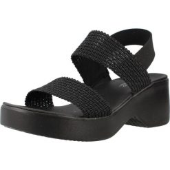 Sandały SKECHERS 119413S Czarny. Czarne sandały damskie Skechers, bez wzorów, z materiału, bez obcasa, bez zapięcia. Za 206.99 zł.