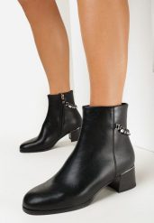 Czarne Botki na Obcasie z Ozdobnym Łańcuszkiem Blanes. Czarne botki damskie Born2be, bez wzorów, z jeansu, eleganckie, bez obcasa, na obcasie, bez zapięcia. Za 149.99 zł.