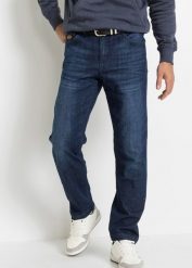 Dżinsy ze stretchem Classic Fit Tapered z wzmocnionym krokiem. Niebieskie jeansy męskie bonprix, z jeansu. Za 189.99 zł.