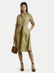LAUREN RALPH LAUREN Sukienka koszulowa 200905667015 Zielony Regular Fit. Zielone sukienki damskie Lauren Ralph Lauren, bez wzorów, ze lnu, bez kołnierzyka, bez ramiączek, koszulowe. Za 709.99 zł.