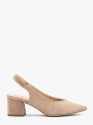 Beżowe czółenka damskie slingback bez pięty ISABEL. Brązowe czółenka damskie Ryłko, na lato, bez wzorów, z materiału, bez obcasa, na obcasie, bez zapięcia. Za 379.99 zł.