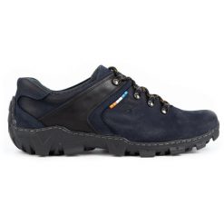 Olivier Skórzane buty trekkingowe męskie 214GT granatowe czarne. Czarne trekkingi męskie ze skóry, bez zapięcia. Za 319.69 zł.