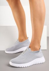 Szare Buty Sportowe z Elastyczną Cholewką Clezenne. Szare obuwie sportowe damskie Born2be, bez wzorów, z jeansu, bez zapięcia. Za 44.99 zł.