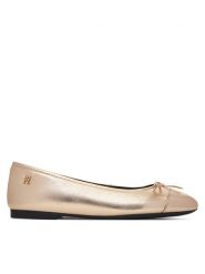 Tommy Hilfiger Baleriny Metallic Toe-Cap FW0FW08920 Złoty. Żółte balerinki damskie Tommy Hilfiger, bez wzorów, ze skóry, bez obcasa, bez zapięcia. Za 299.99 zł.