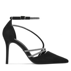 Szpilki DeeZee. Czarne szpilki damskie DeeZee, bez wzorów, bez obcasa, na szpilce, bez zapięcia. Za 159.99 zł.