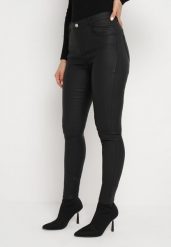 Czarne Spodnie Skinny z Imitacji Skóry Amarael. Czarne spodnie materiałowe damskie Born2be, z aplikacjami, z jeansu, eleganckie. Za 44.99 zł.