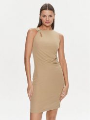 Guess Sukienka koktajlowa Febe W4RK58 KAQL2 Beżowy Slim Fit. Brązowe sukienki damskie Guess, xxl, z aplikacjami, wizytowe, bez kołnierzyka, bez ramiączek. Za 479.99 zł.