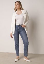 Jasnoniebieskie Klasyczne Jeansy Mom Fit z Bawełną Rastorea. Niebieskie jeansy damskie Born2be, bez wzorów, z bawełny, eleganckie. Za 119.99 zł.