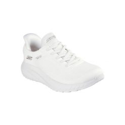Buty sportowe Sneakersy damskie, Slip-Ins: Sport Squad Chaos - Current Muse. Białe obuwie sportowe damskie Skechers, bez wzorów, z materiału, bez zapięcia, trekkingowe. Za 329.99 zł.