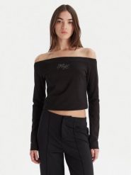 HUGO Bluzka Dolder 50546931 Czarny Slim Fit. Czarne bluzki damskie Hugo, xl, bez wzorów, z bawełny, bez kołnierzyka, bez ramiączek. Za 269.99 zł.