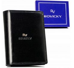 Portfel skórzany Rovicky RV-75699-BCA czarny. Czarne portfele męskie ROVICKY, bez wzorów, ze skóry. Za 70.00 zł.