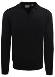 Męski, Lekki Sweter z Otwartym Kołnierzykiem Polo - Brave Soul - Czarny. Czarne swetry męskie Brave Soul, l, bez wzorów, z poliamidu, bez kołnierzyka, bez ramiączek. Za 129.00 zł.