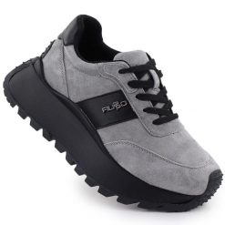 Skórzane półbuty damskie sneakersy na platformie szare Filippo DP6785. Szare półbuty damskie Filippo, bez wzorów, ze skóry, sportowe, bez obcasa, na platformie, bez zapięcia. Za 179.99 zł.