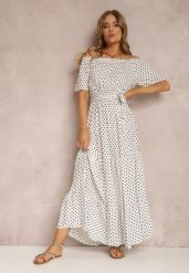 Biała Sukienka Kaliphanthe. Białe sukienki damskie Renee, l, bez wzorów, z materiału, bez kołnierzyka, bez ramiączek, maxi, rozkloszowane. Za 54.99 zł.