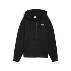 Damska rozpinana bluza z kapturem i małym logo ESS Comfort PUMA Black. Czarne bluzy damskie Puma, uniwersalny, bez wzorów, eleganckie, bez ramiączek, z kapturem. Za 249.00 zł.