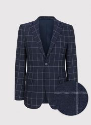 PAKO LORENTE – Casualowa granatowa marynarka w jasną kratę. Garnitury męskie Pako Lorente, m, bez wzorów, casualowe. Za 399.99 zł.