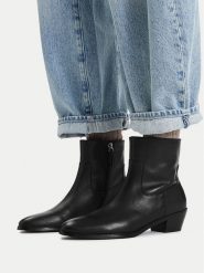 GINO ROSSI Botki EO-SLT603-601 Czarny. Czarne botki damskie Gino Rossi, bez wzorów, bez obcasa, na słupku, bez zapięcia. Za 399.99 zł.