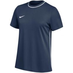 Koszulka damska Nike Dri-FIT Park 26, 100% poliester z recyklingu. Niebieskie bluzki damskie Nike, bez wzorów, z poliesteru, sportowe, bez kołnierzyka, bez ramiączek. Za 66.99 zł.