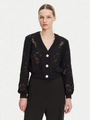 Guess Kardigan W5GQ11 KCWY1 Czarny Regular Fit. Czarne kardigany damskie Guess, xl, z aplikacjami, z bawełny, bez kołnierzyka. Za 279.99 zł.