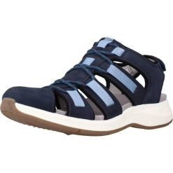 Sandały CLARKS SOLAN SAIL COMBI Niebieski. Niebieskie sandały damskie Clarks, bez wzorów, ze skóry, bez obcasa, bez zapięcia. Za 213.99 zł.