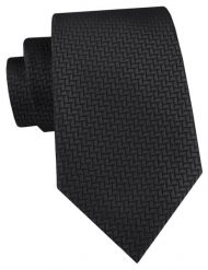 Męski Krawat Alties - Czarny z Delikatną Fakturą Tkaniny. Czarne krawaty i muchy Alties, bez wzorów, z tkaniny, eleganckie. Za 55.00 zł.