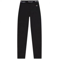 Spodnie sportowe damskie Champion Wmns Script Logo Waist Zip Detail. Czarne spodnie dresowe damskie Champion, bez wzorów, z dresówki, sportowe, długie. Za 175.00 zł.