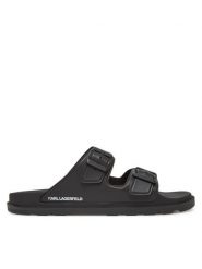 KARL LAGERFELD Klapki Kondo Tred KL70975 Czarny. Czarne klapki męskie KARL LAGERFELD, bez wzorów, ze skóry, bez zapięcia. Za 289.99 zł.