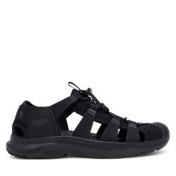 Sandały Keen. Czarne sandały damskie Keen, bez wzorów, bez obcasa, bez zapięcia. Za 259.99 zł.