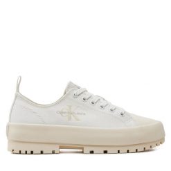 Trampki Calvin Klein Jeans. Białe trampki i tenisówki damskie Calvin Klein Jeans, bez wzorów, z jeansu, bez zapięcia. Za 269.99 zł.