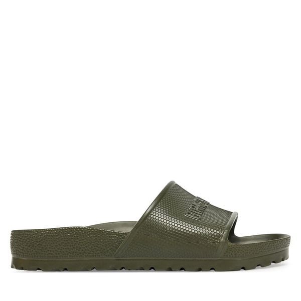 Klapki Birkenstock. Brązowe klapki damskie Birkenstock, bez wzorów, bez obcasa, bez zapięcia. Za 199.99 zł.