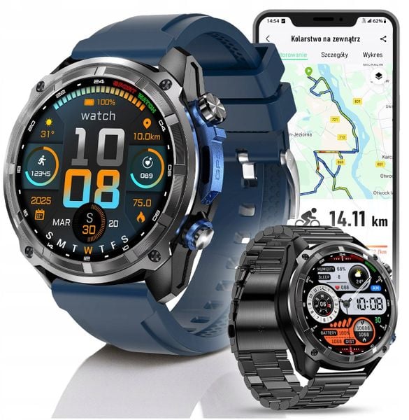 Smartwatch Męski - Zegarek Menu PL GPS Amoled Dyktafon Wodoodpony - 860mAh. Zegarki męskie JG Smart, bez wzorów. Za 399.99 zł.