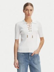 MICHAEL Michael Kors Bluzka MS661FZ5ZV Biały Slim Fit. Białe bluzki damskie MICHAEL Michael Kors, m, bez wzorów, z syntetyku, bez kołnierzyka, bez ramiączek. Za 659.99 zł.