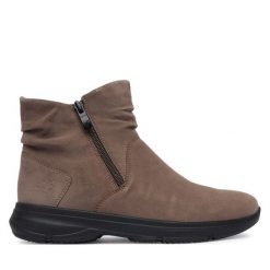 Botki Caprice. Szare botki damskie Caprice, bez wzorów, bez obcasa, na płaskiej podeszwie, bez zapięcia. Za 529.99 zł.