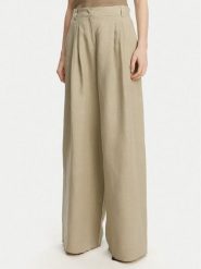 Marella Spodnie palazzo Zama 2513131132200 Khaki Regular Fit. Brązowe spodnie materiałowe damskie Marella, bez wzorów, ze lnu. Za 569.99 zł.