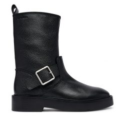 Botki Calvin Klein. Czarne botki damskie Calvin Klein, bez wzorów, bez obcasa, na płaskiej podeszwie, bez zapięcia. Za 899.99 zł.