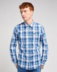 LEE MĘSKA KOSZULA REGULAR SHIRT ATLANTIC BRIGHT WHITE 112349505 L69H015653. Białe koszule męskie Lee, l, bez wzorów, bez kołnierzyka, bez ramiączek. Za 249.99 zł.