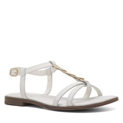 Sandały Lasocki. Białe sandały damskie Lasocki, bez wzorów, bez obcasa, na płaskiej podeszwie, bez zapięcia. Za 159.99 zł.