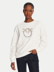 PINKO Bluza Nelly 100534 A2RO Biały Regular Fit. Białe bluzy damskie Pinko, l, bez wzorów, z bawełny, bez ramiączek, bez kaptura. Za 929.99 zł.