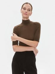 Calvin Klein Body K20K205990 Brązowy Slim Fit. Brązowe body Calvin Klein, bez wzorów, z wełny. Za 599.99 zł.