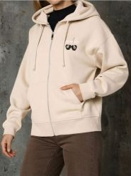 Rozpinana bluza z kapturem - beżowy. Brązowe bluzy damskie Sinsay, l, bez wzorów, bez ramiączek, z kapturem. Za 49.99 zł.