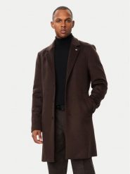 Tommy Hilfiger Płaszcz wełniany MW0MW40768 Brązowy ciemny Regular Fit. Brązowe płaszcze męskie Tommy Hilfiger, na zimę, l, bez wzorów, z wełny, bez kołnierzyka, bez kaptura. Za 1,699.00 zł.